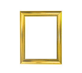 Golden vintage photo frame isolated on white