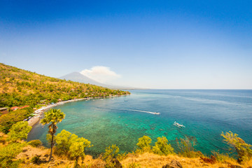 Agung Volcano seen from Amed, in East Bali.