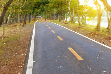 Asphalt road and morning light