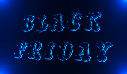 Fototapeta na wymiar Neon Black Friday sale inscription design template. Black Friday banner. Vector illustration