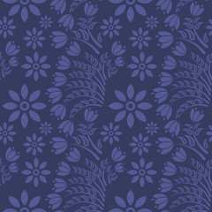 Seamless blue floral  pattern,  vector. Endless texture can be used for wallpaper, pattern fills, web page  background,  surface textures and fabrics.