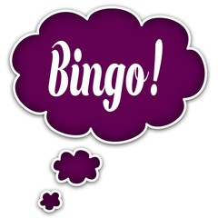 BINGO   on magenta thought cloud.