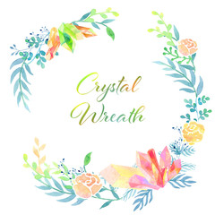 Fototapeta premium watercolor crystal wreath