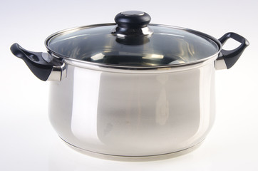 pot, Stainless steel pot on white background