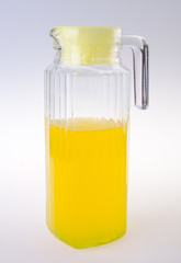 Orange juice in jar. on background
