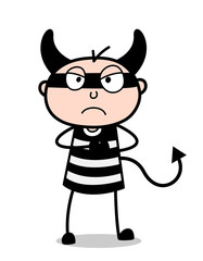 Devil Cartoon Criminal Angry Face Vector