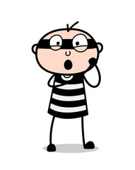 Surprised Face with Open Mouth - Cartoon Burglar Vector