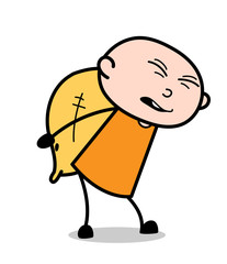 Cartoon Prisoner Carrying a Heavy Burden Vector Concept