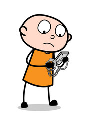 Cartoon Criminal Calling His Lawyer