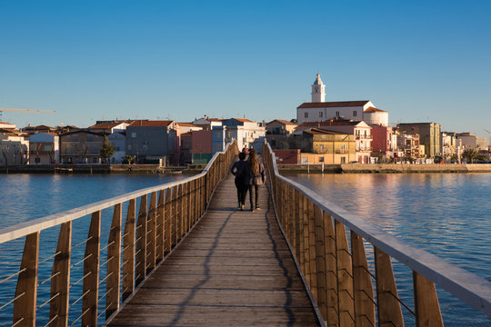 Lesina (Puglia, Italy) - Lesina Lake, the bridge between the lake and archaelogical site of San Clemente island