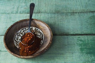 Chili powder and crushed red pepper in bowl
