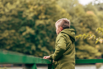 little boy in autumn park