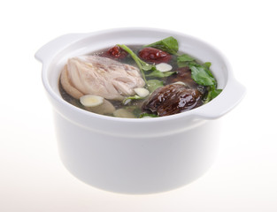 Chicken and herb soup, Chinese food style.