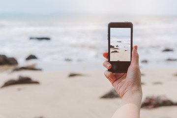 Portrait of beautiful asian woman's body in sexy bikini over beach background. Asian female tourist lying on the beach  koh Jum,Krabi,Thailand.