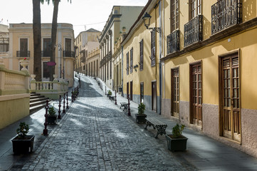 Stone pavement street at the old town of La Orotava