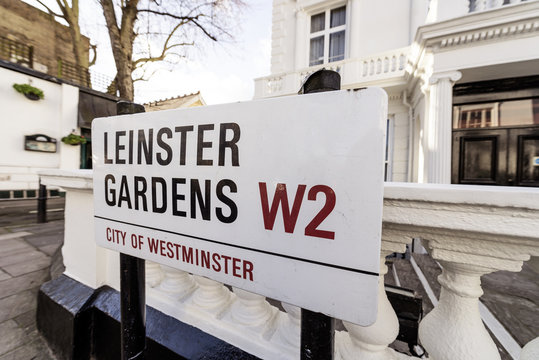 London street sign, Leinster Gardens W2