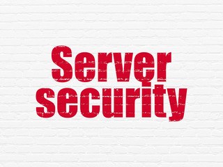 Safety concept: Painted red text Server Security on White Brick wall background