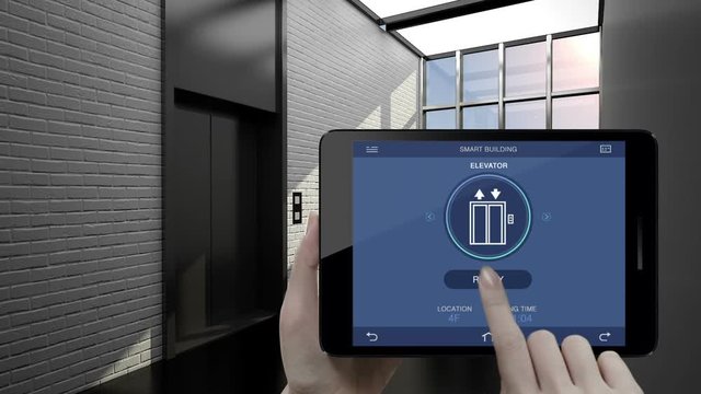 Control auto elevator in Smart building, using smart pad, tablet. internet of things building, smart city.