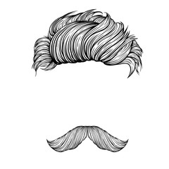 Mustache and hair style set