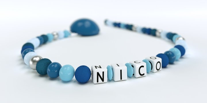 Schnullerkette mit Namen - Nico