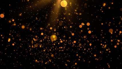 Fototapeta premium Gold glitter powder splash background. Golden dust. Magic mist glowing.