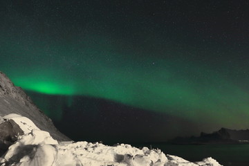 Aurora borealis-Polar lights-Northern lights over Ytresandheia-Roren mounts. Yttresand-Moskenesoya island-Lofoten-Norway. 0469