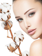 Beautiful face of young woman healthy skin