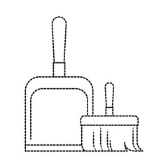 Obraz premium dustpan and hand broom in monochrome dotted silhouette