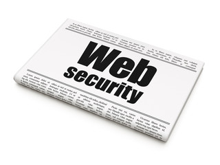 Web design concept: newspaper headline Web Security on White background, 3D rendering