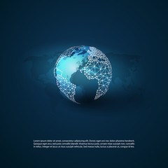 Fototapeta na wymiar Cloud Computing and Networks Concept with Earth Globe - Abstract Global Digital Connections, Technology Background, Creative Design Element Template