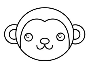 サルの顔(線画、ツヤ)