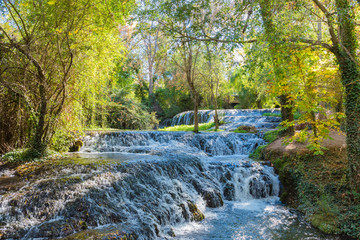 Waterfall of the forest in autumn