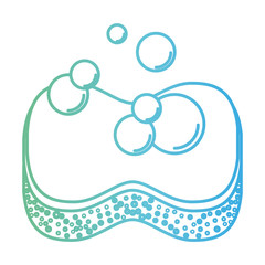 sponge with bubbles of soap in degraded green to blue color contour
