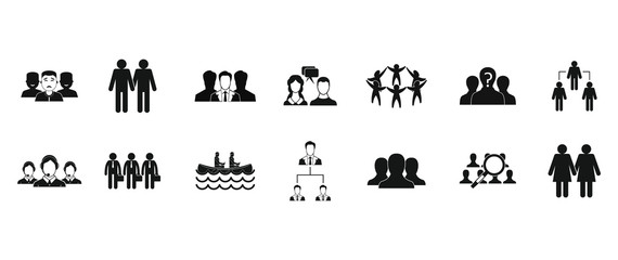 Obraz premium People group icon set, simple style