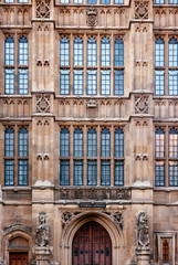 Flat view of the wall of St. Stephen&rsquo;s Entrance, British Parliament.