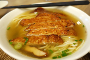 Pork chops with noodle soup