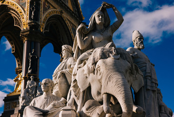 Statue of Indian woman, part of the Albert Memorial.