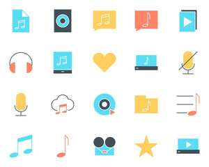 Music audio silhouette icons set. Vector pictograms