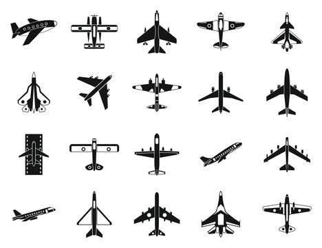 Plane Icon Set, Simple Style