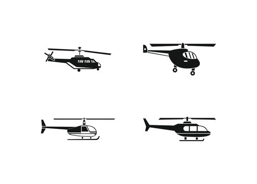 Helicopter icon set, simple style