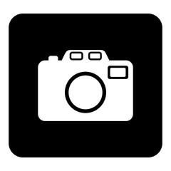 Retro camera icon vector. Vector white illustration on black background