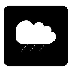 Vector icon cloud of rain. Vector white illustration on black background