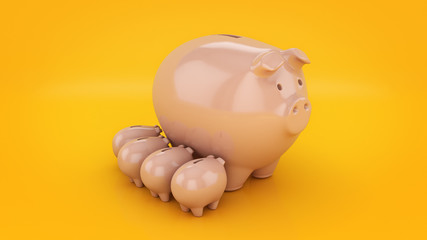 piggy bank growth. 3d rendering