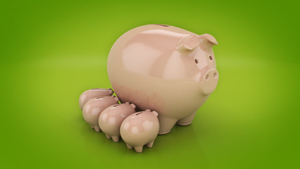 piggy bank growth. 3d rendering