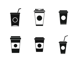 Plastic cup icon set, simple style
