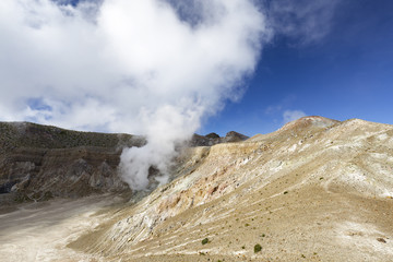 After a tough hike the caldera on the summit of Mount Egon presents itself in all its splendor.