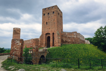 Fototapeta na wymiar Front view of castle ruins in Czersk, Masovia region in Poland