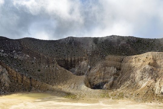 The Rim andd caldera crater on the summit of Mount Egon, Indonesia.