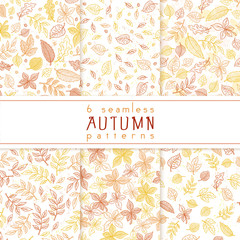 vector set of seamless pattern from doodle hand drawn autumn leaves - 178943316