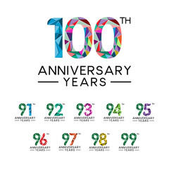 set anniversary years abstract triangle